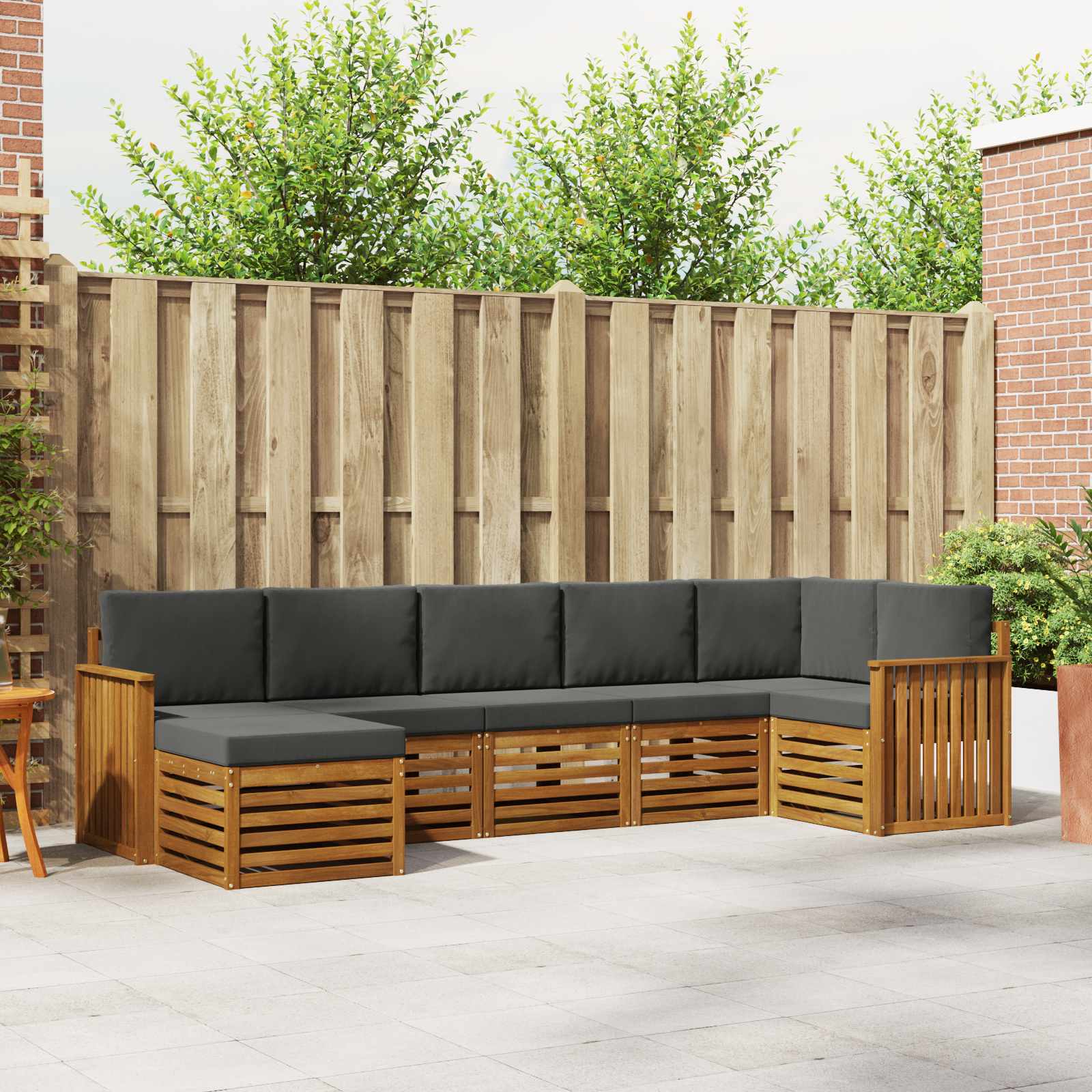 Sectional Sofa Set with Cushion 7 pcs Natural and Anthracite