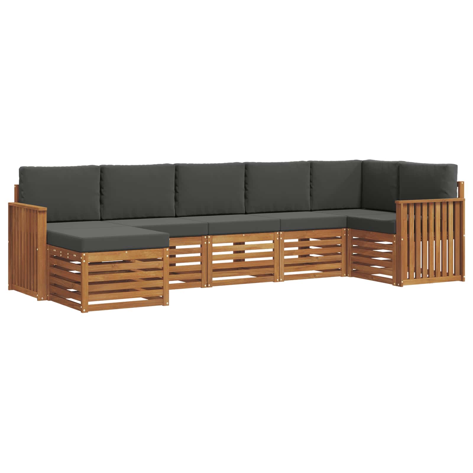 Sectional Sofa Set with Cushion 7 pcs Natural and Anthracite