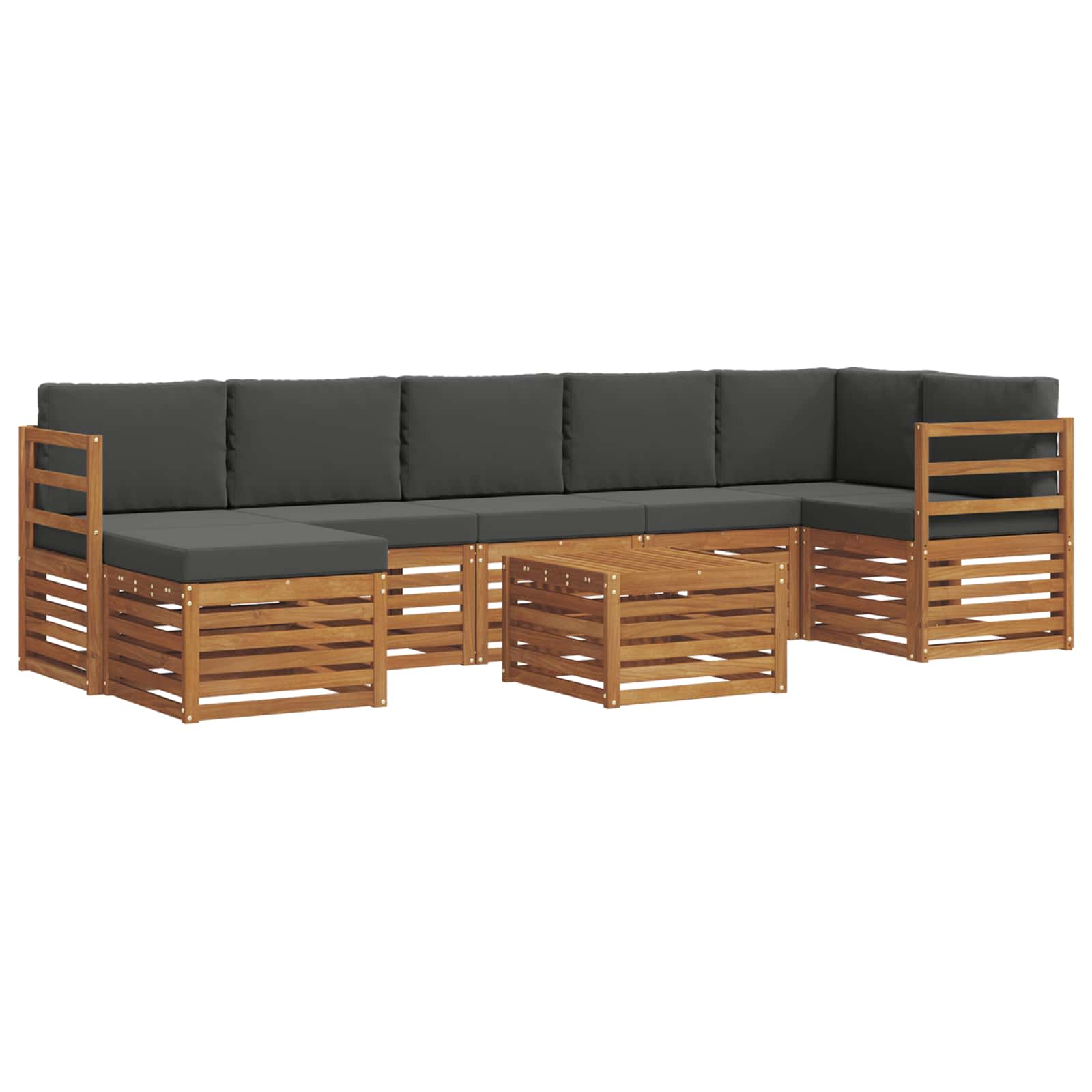 Outdoor Sofa Set 8 pcs Natural and Anthracite Solid Acacia Wood