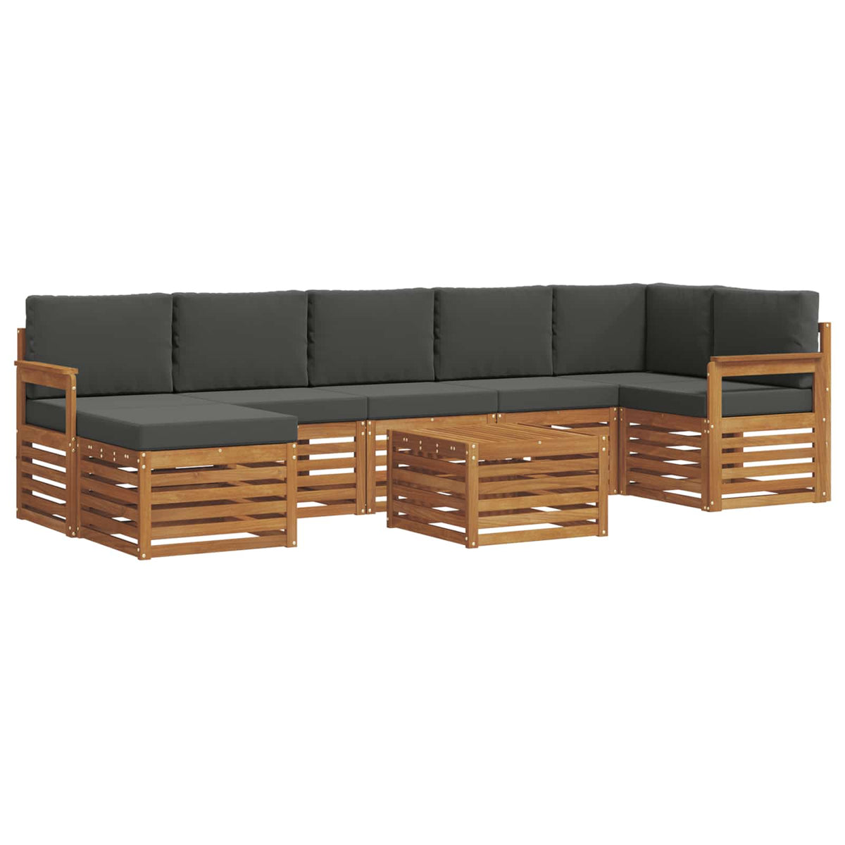 Outdoor Sofa Set 8 pcs Natural and Anthracite Solid Acacia Wood