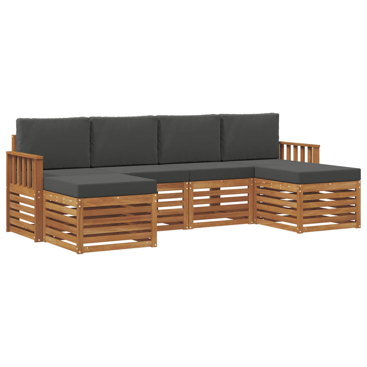 Sofa Sets 6 pcs Natural and Anthracite Solid Acacia Wood