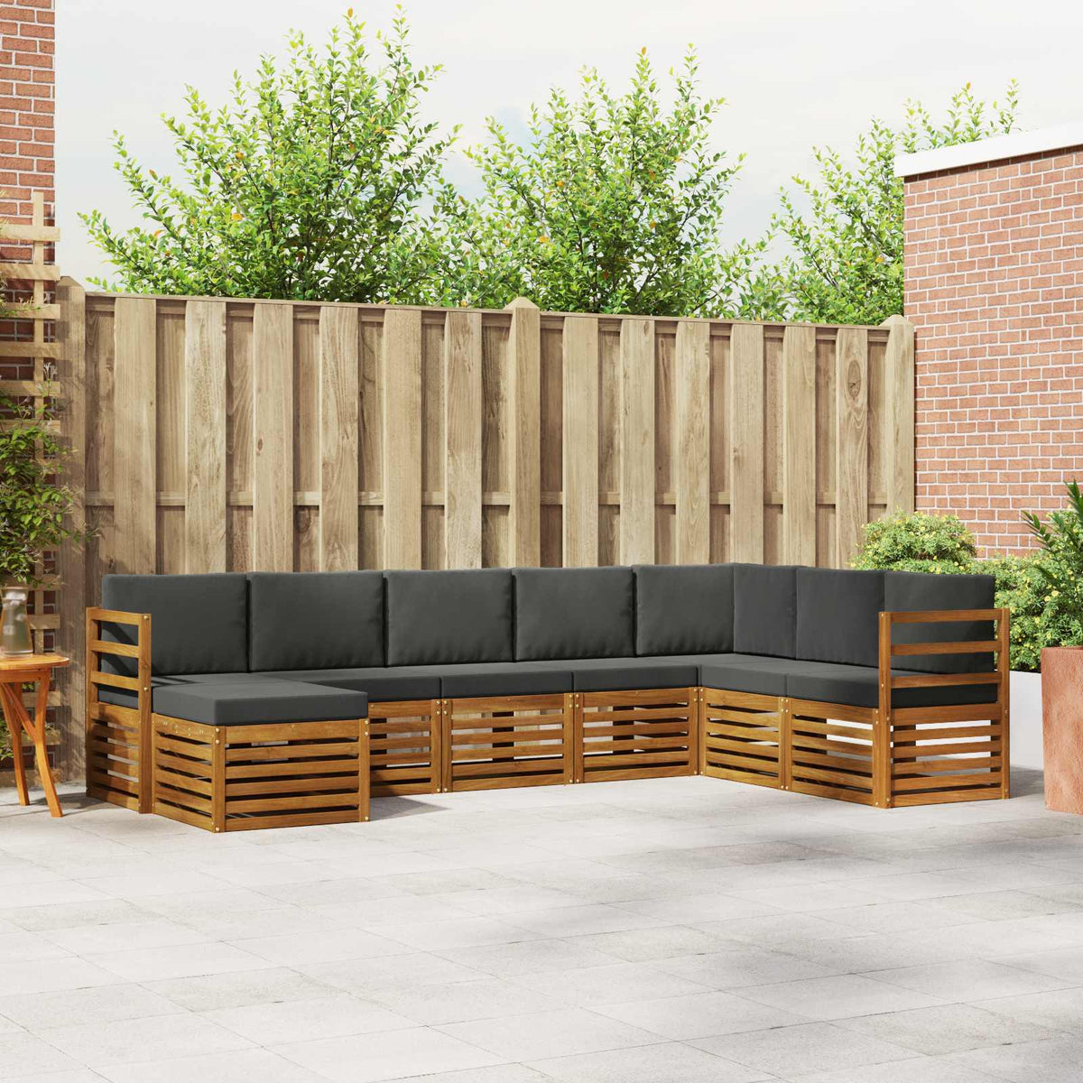 Outdoor Sofa Set 8 pcs Natural and Anthracite Solid Acacia Wood