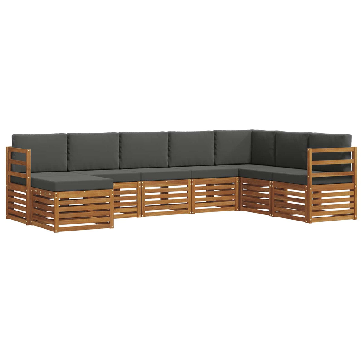 Outdoor Sofa Set 8 pcs Natural and Anthracite Solid Acacia Wood