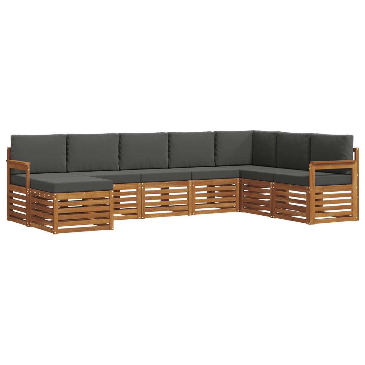 Outdoor Sofa Set 8 pcs Natural and Anthracite Solid Acacia Wood