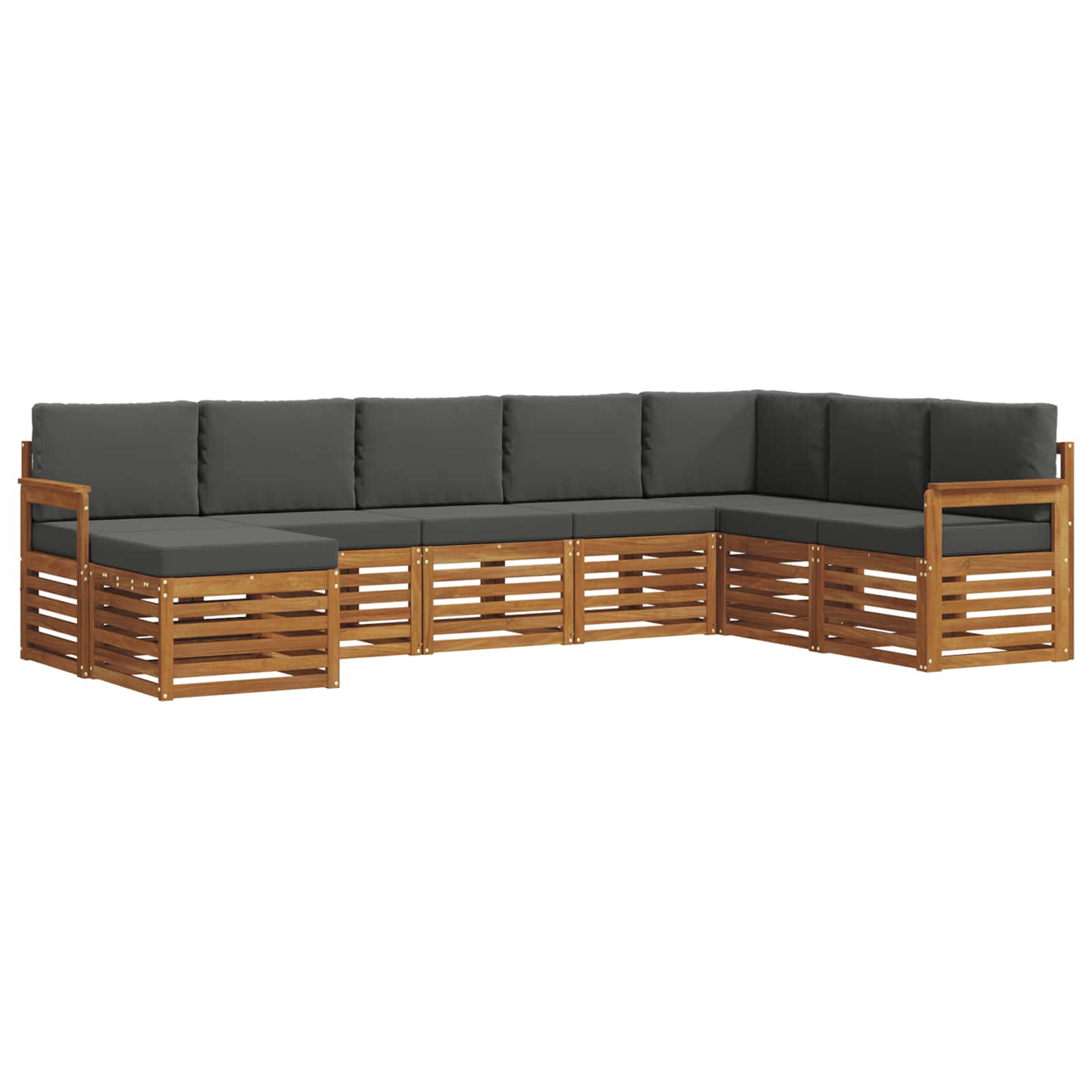 Outdoor Sofa Set 8 pcs Natural and Anthracite Solid Acacia Wood