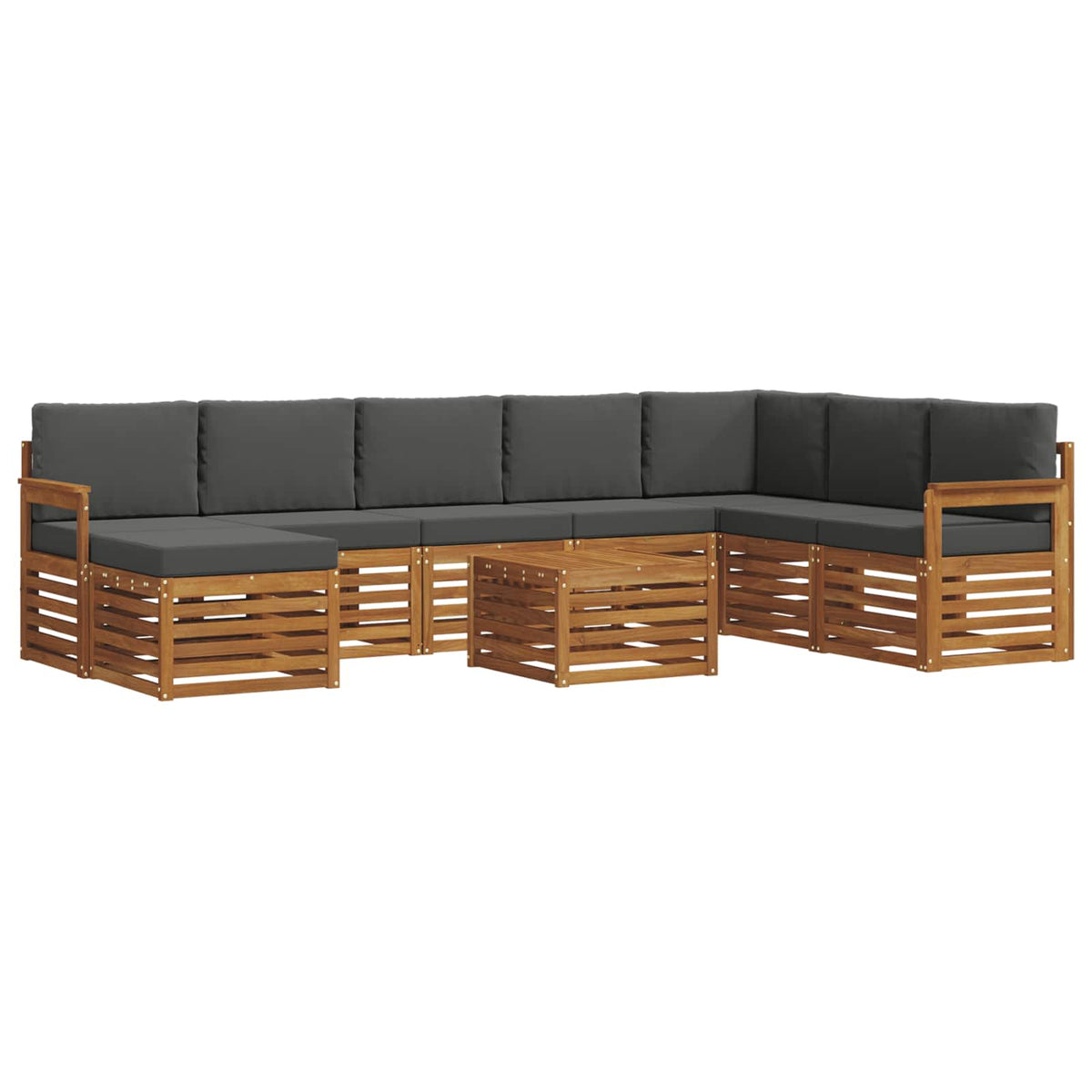 Outdoor Sofa Set 9 pcs Natural and Anthracite Solid Acacia Wood