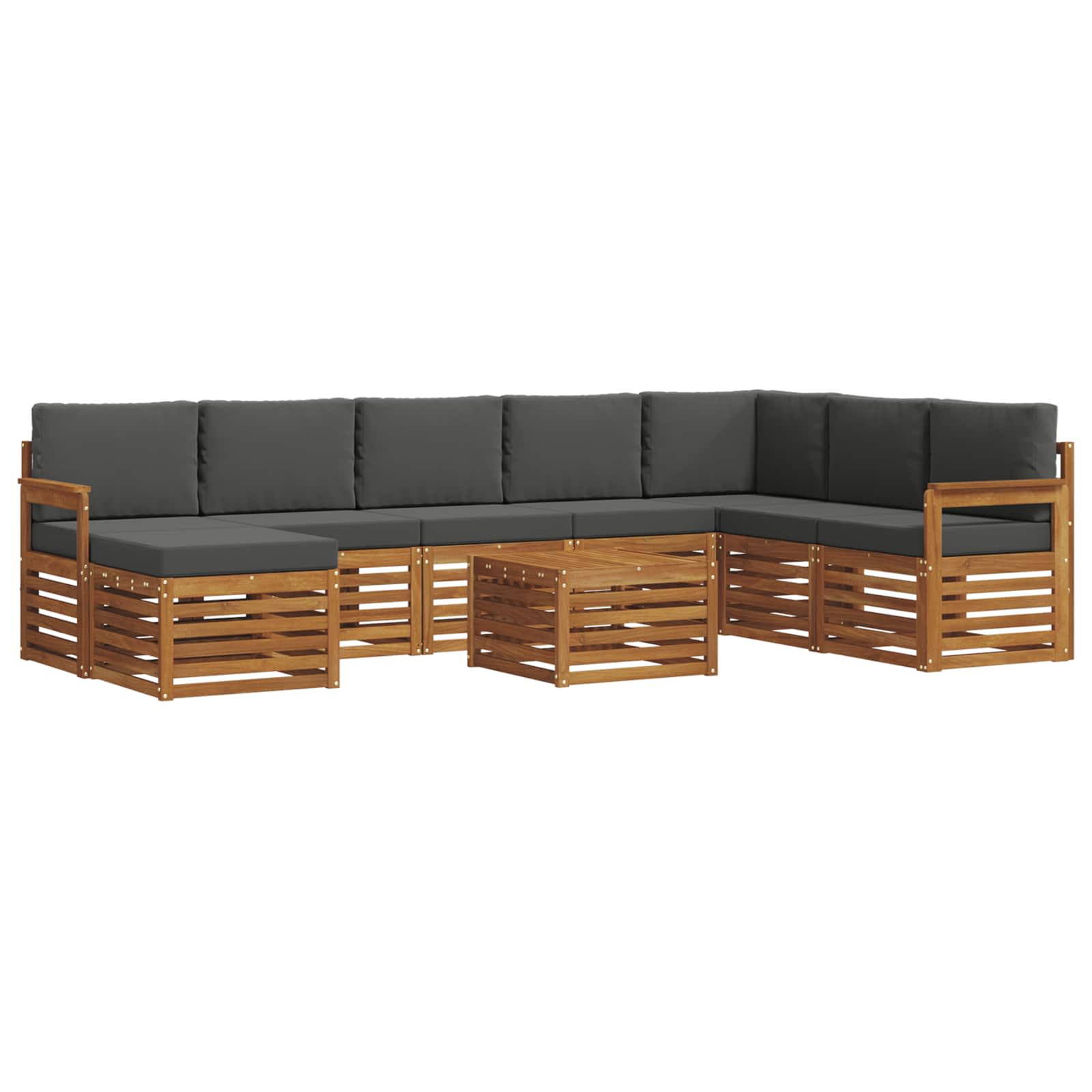 Outdoor Sofa Set 9 pcs Natural and Anthracite Solid Acacia Wood