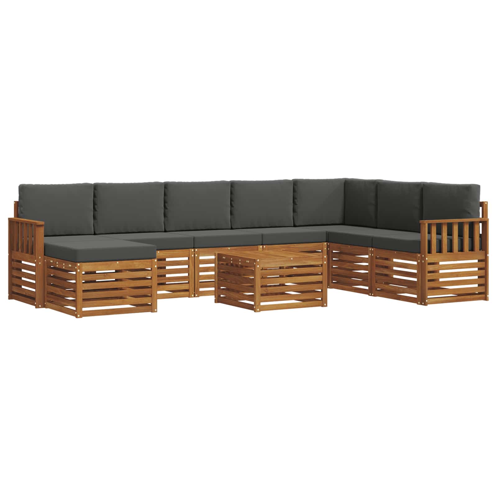 Outdoor Sofa Set 9 pcs Natural and Anthracite Solid Acacia Wood