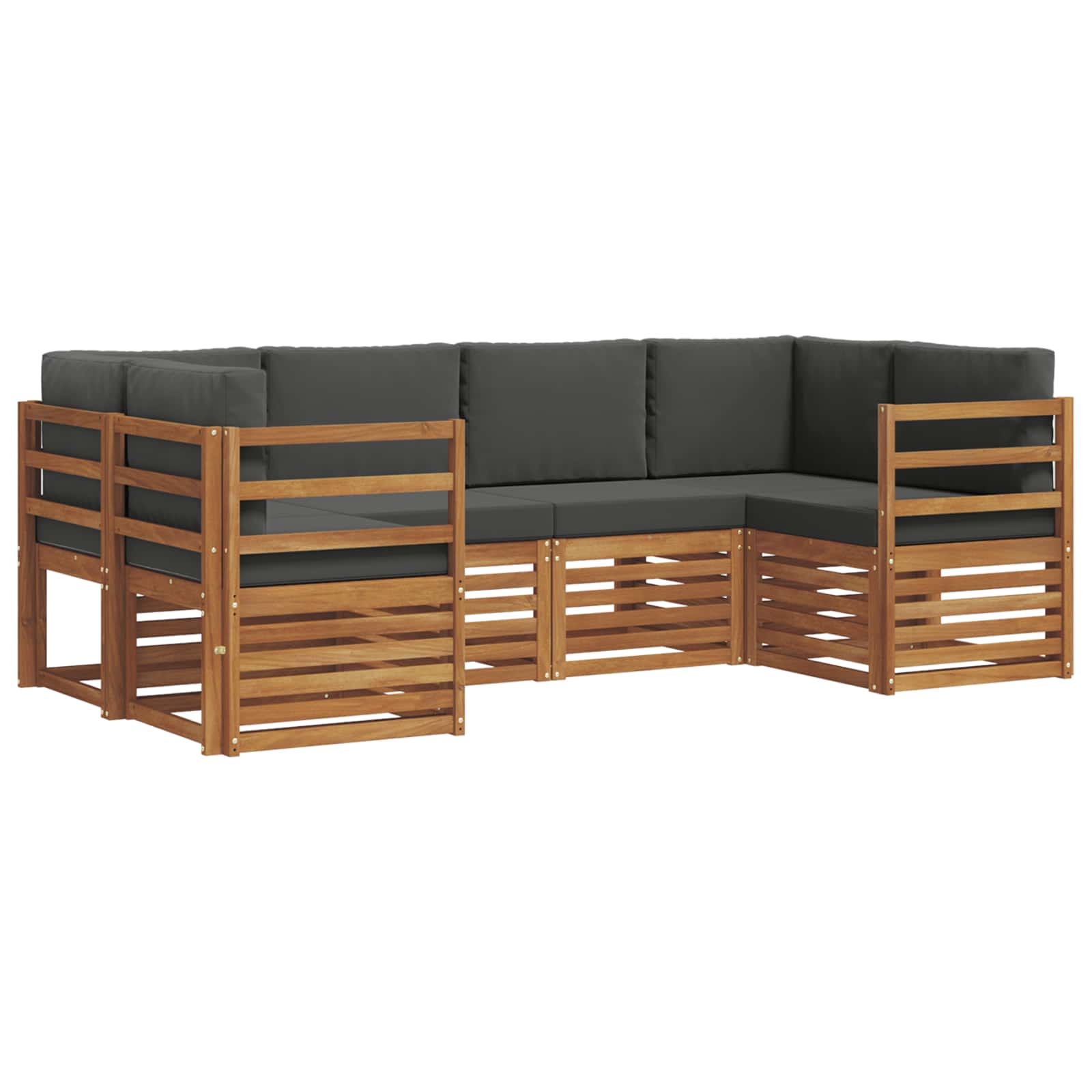 Sectional Sofa Set with Cushion 6 pcs Natural and Anthracite
