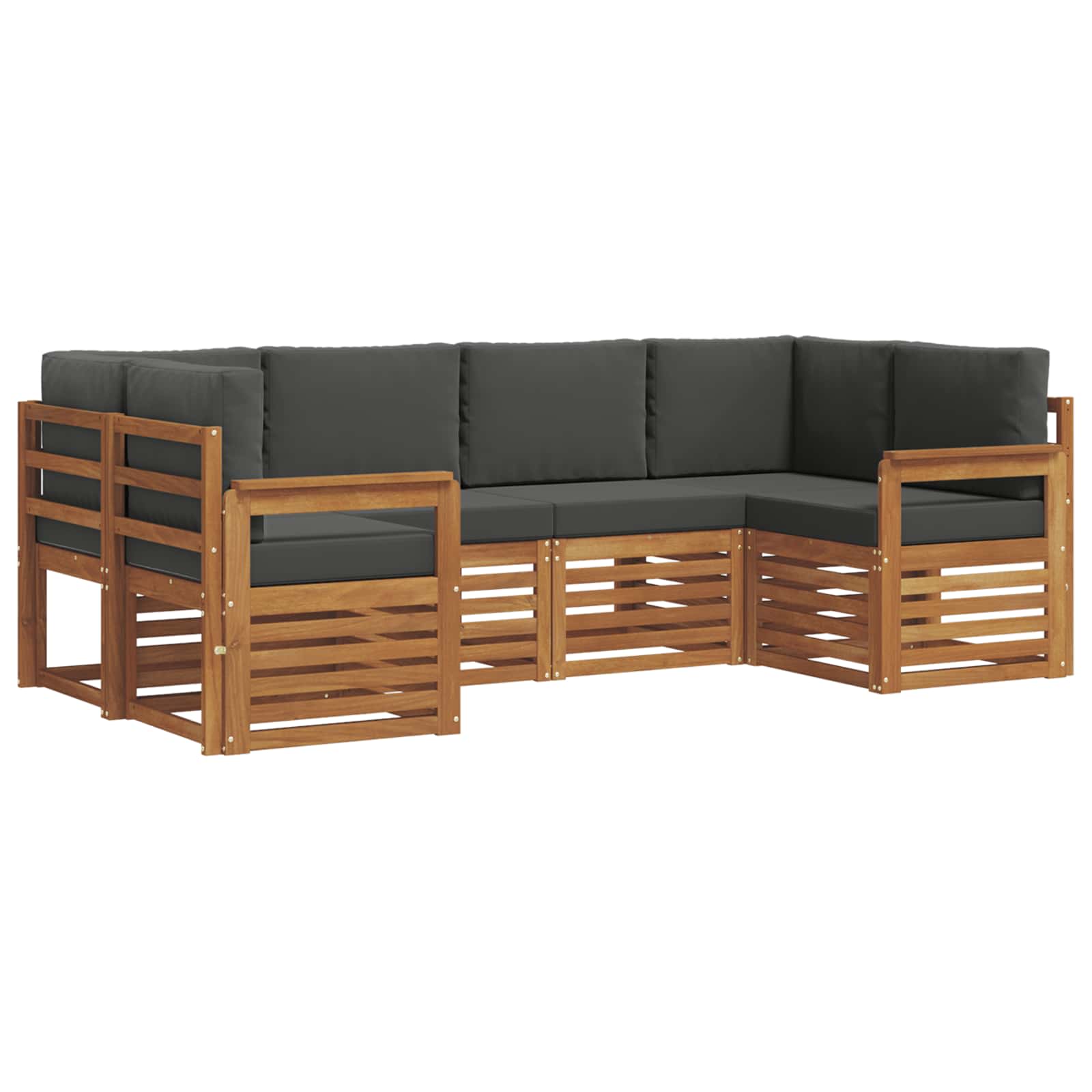 Sectional Sofa Set with Cushion 6 pcs Natural and Anthracite