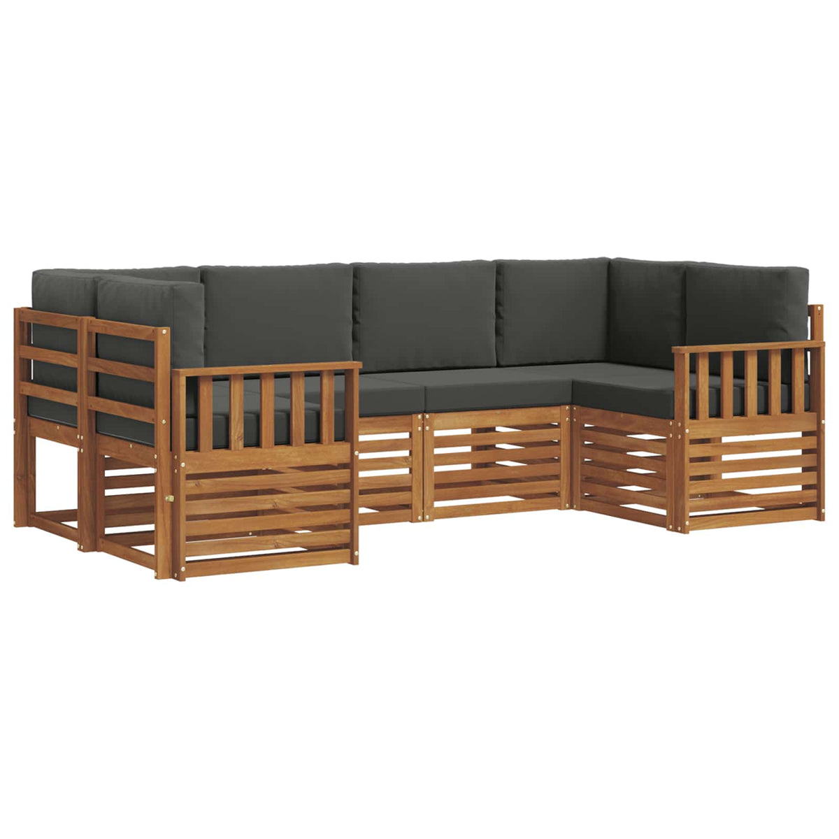 Sectional Sofa Set with Cushion 6 pcs Natural and Anthracite