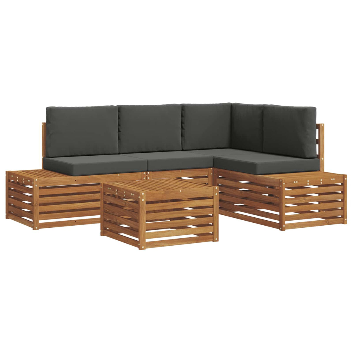 Outdoor Sofa Set Natural and Anthracite 59 x 59 x 37 cm