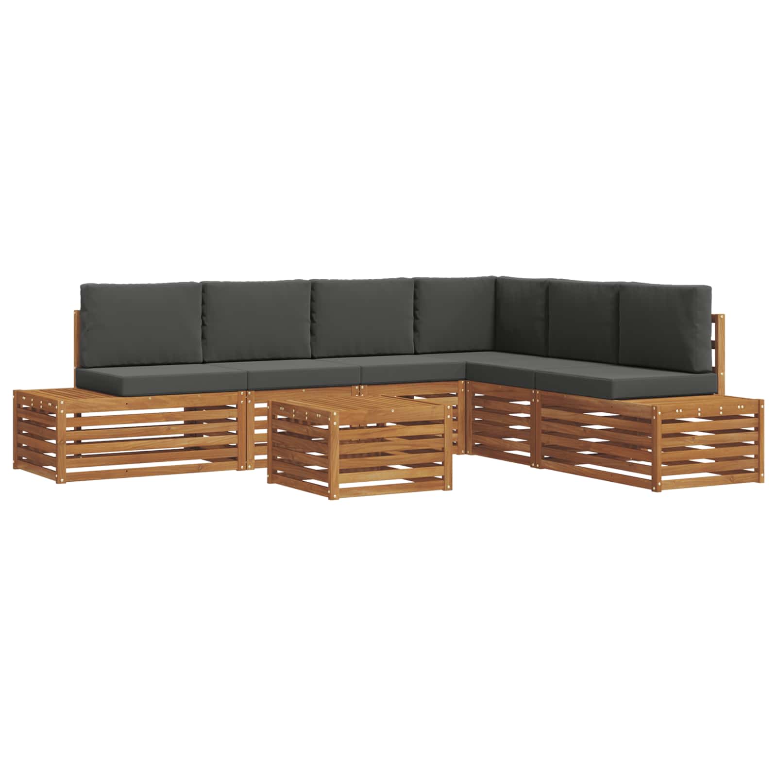 Outdoor Sofa Set with Cushion 7 Piece Natural and Anthracite