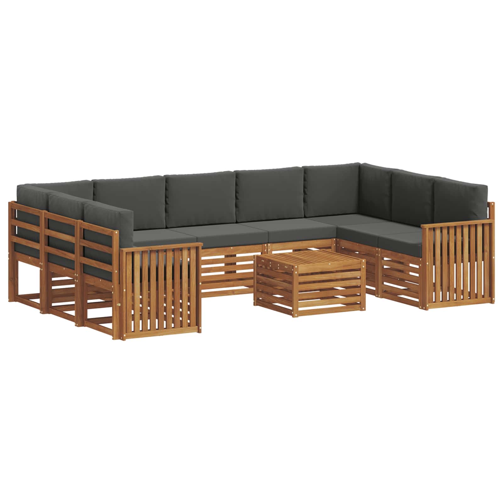 Sofa Sets 10 pcs Natural and Anthracite Solid Acacia Wood