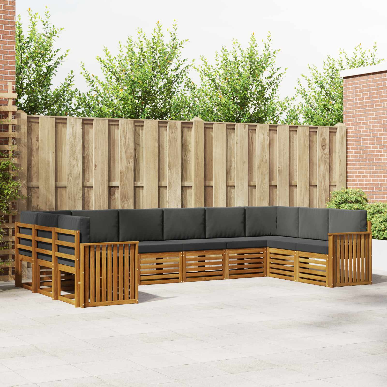 Sectional Sofa Set with Cushion 10 pcs Natural and Anthracite