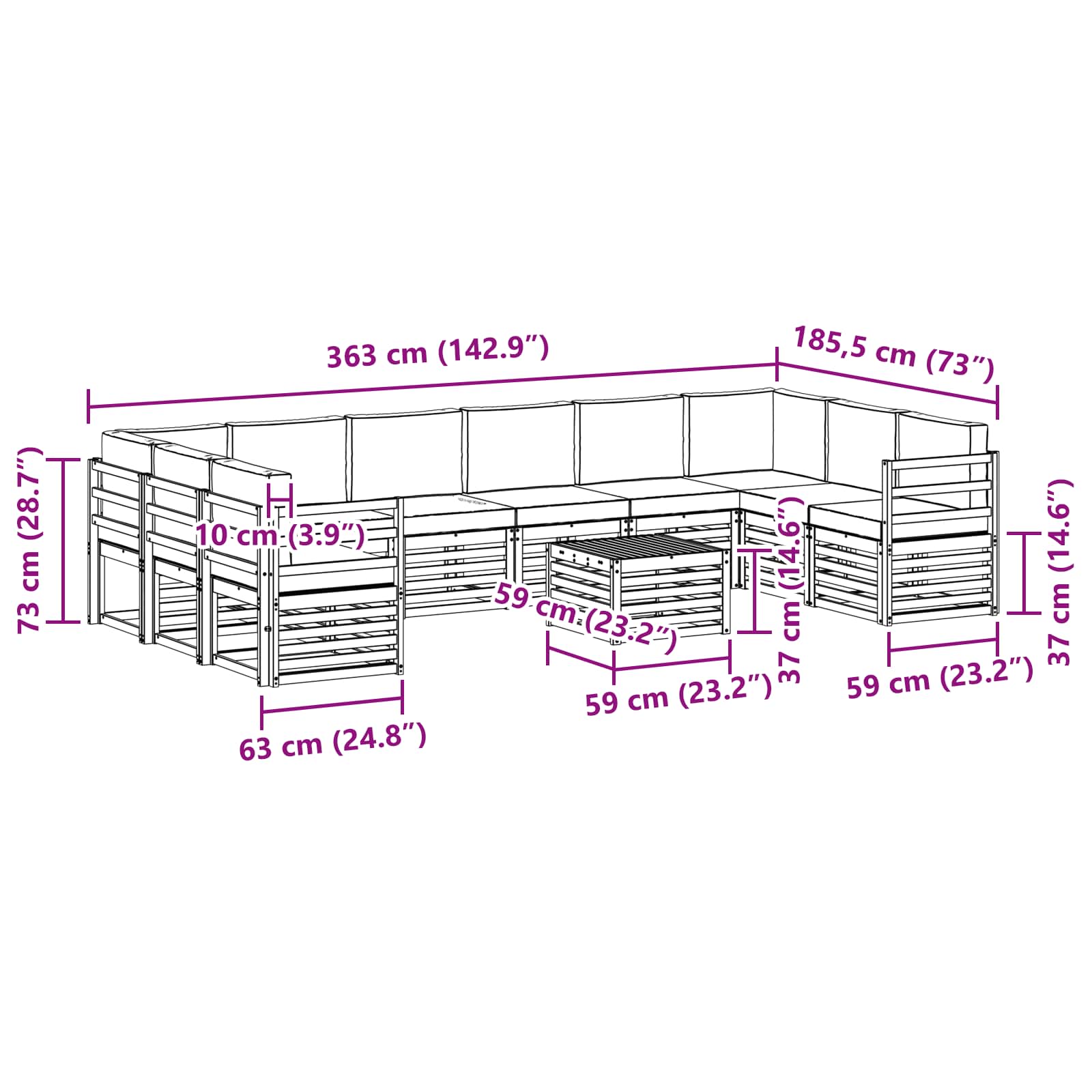 Outdoor Sofa Set with Cushion 11 pcs Natural and Anthracite