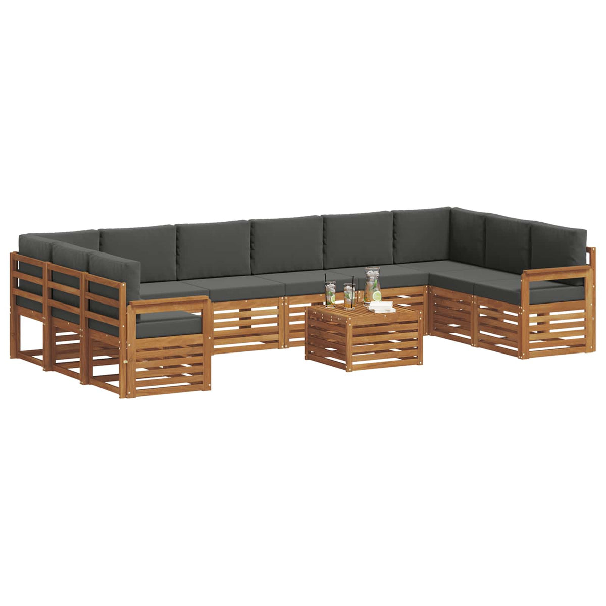 Outdoor Sofa Set with Cushion 11 pcs Natural and Anthracite