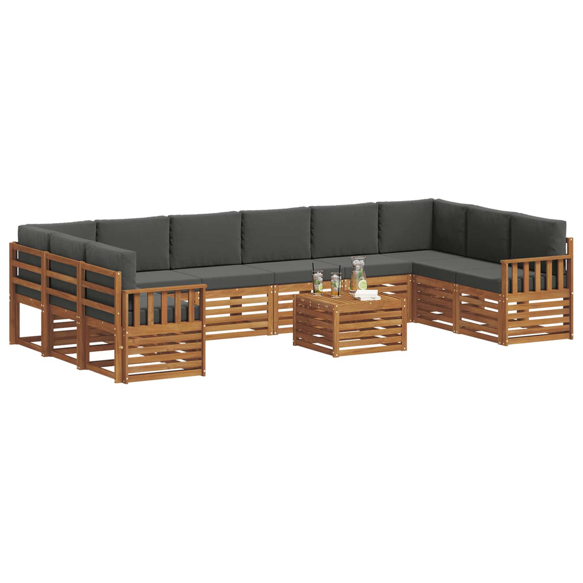 Outdoor Sofa Set with Cushion 11 pcs Natural and Anthracite