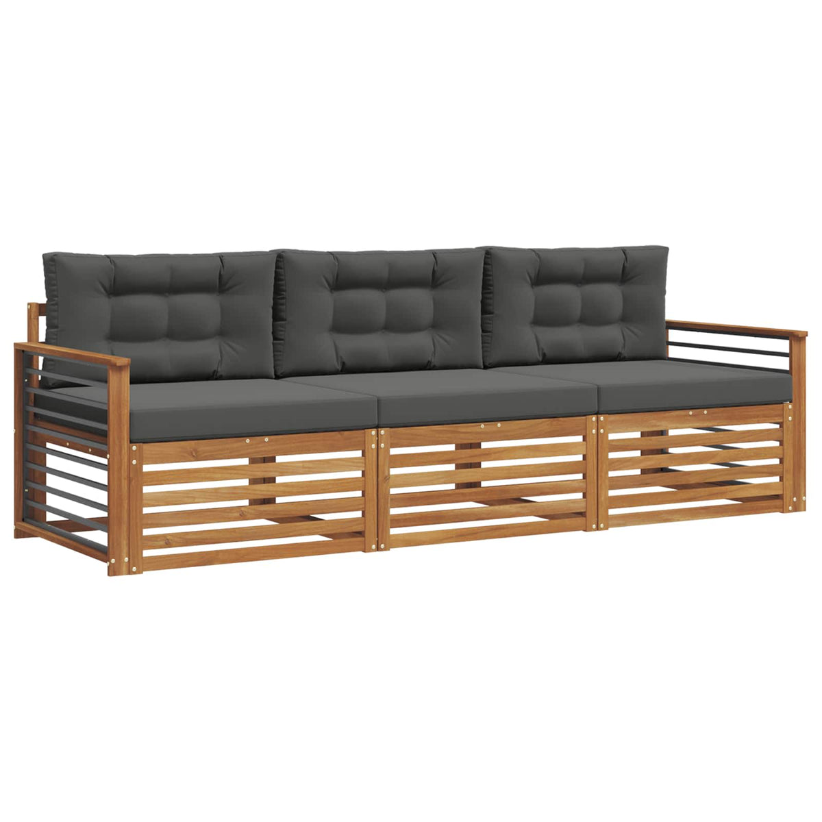 Outdoor Sofa Set with Cushion 3 pcs Natural and Anthracite