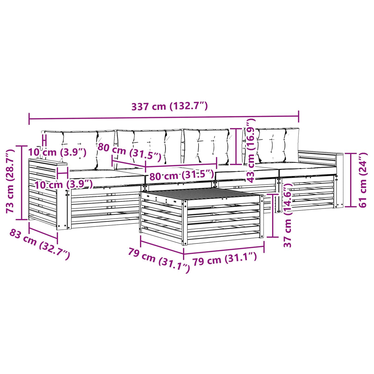 Outdoor Sofa Set with Cushion 5 pcs Natural and Anthracite