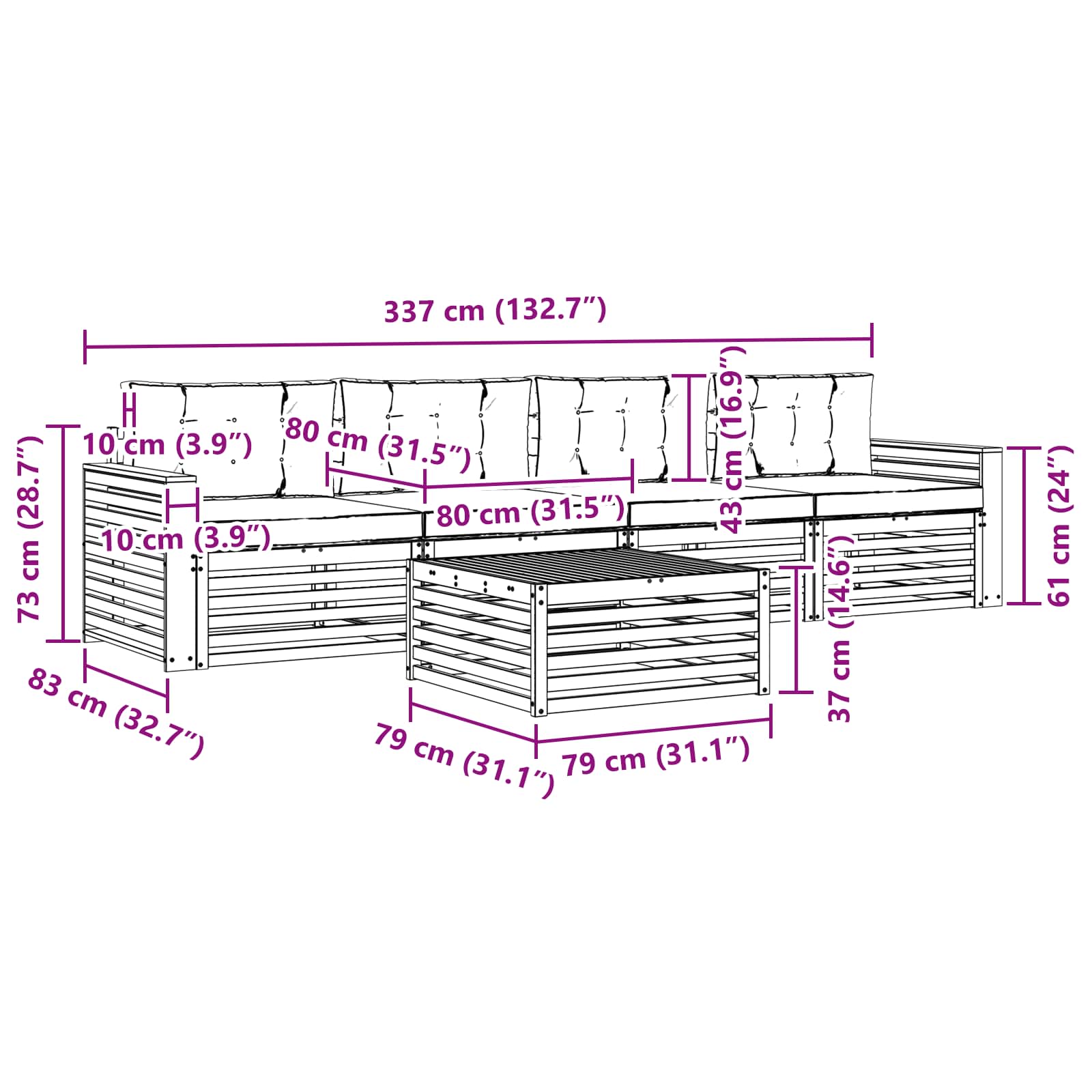 Outdoor Sofa Set with Cushion 5 pcs Natural and Anthracite