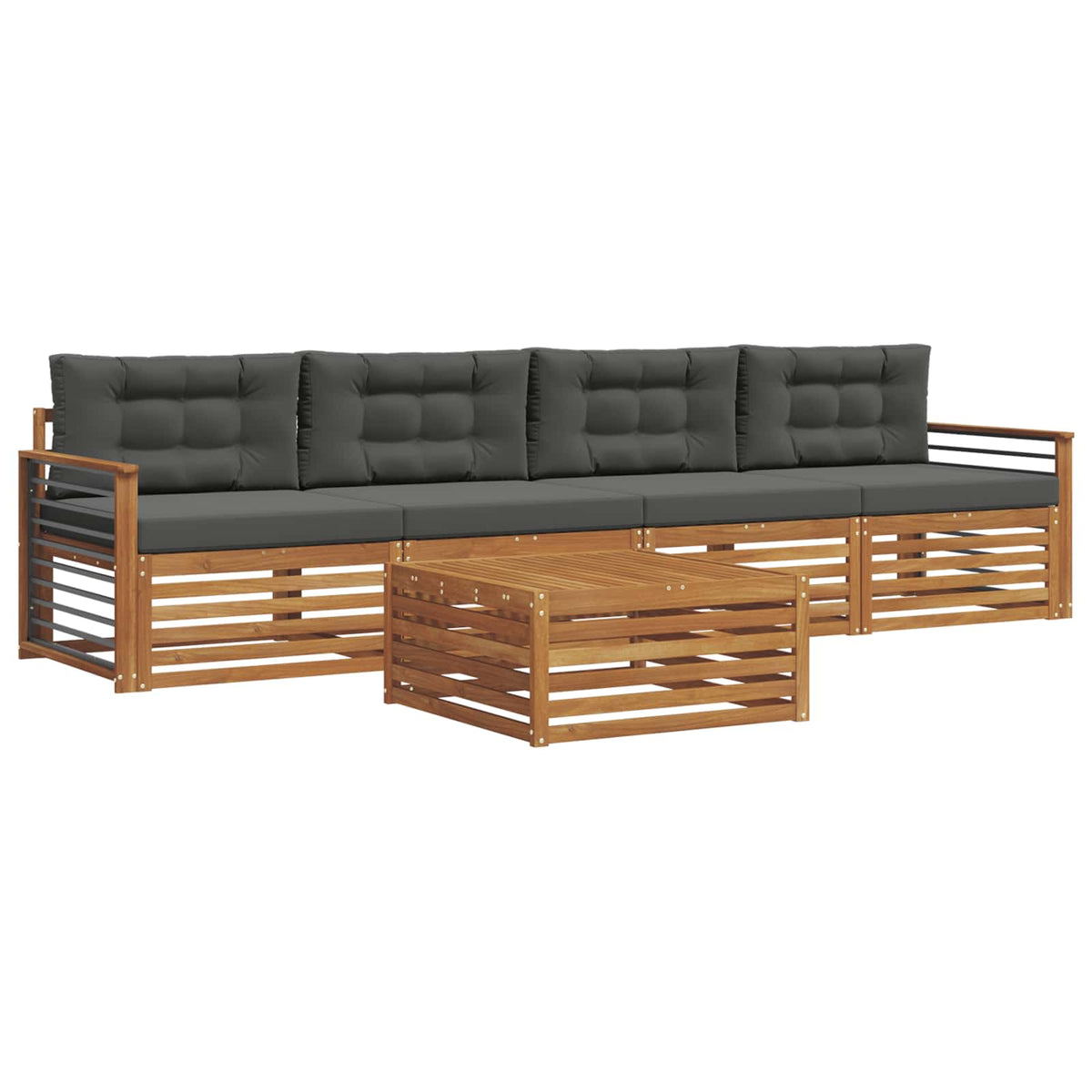 Outdoor Sofa Set with Cushion 5 pcs Natural and Anthracite