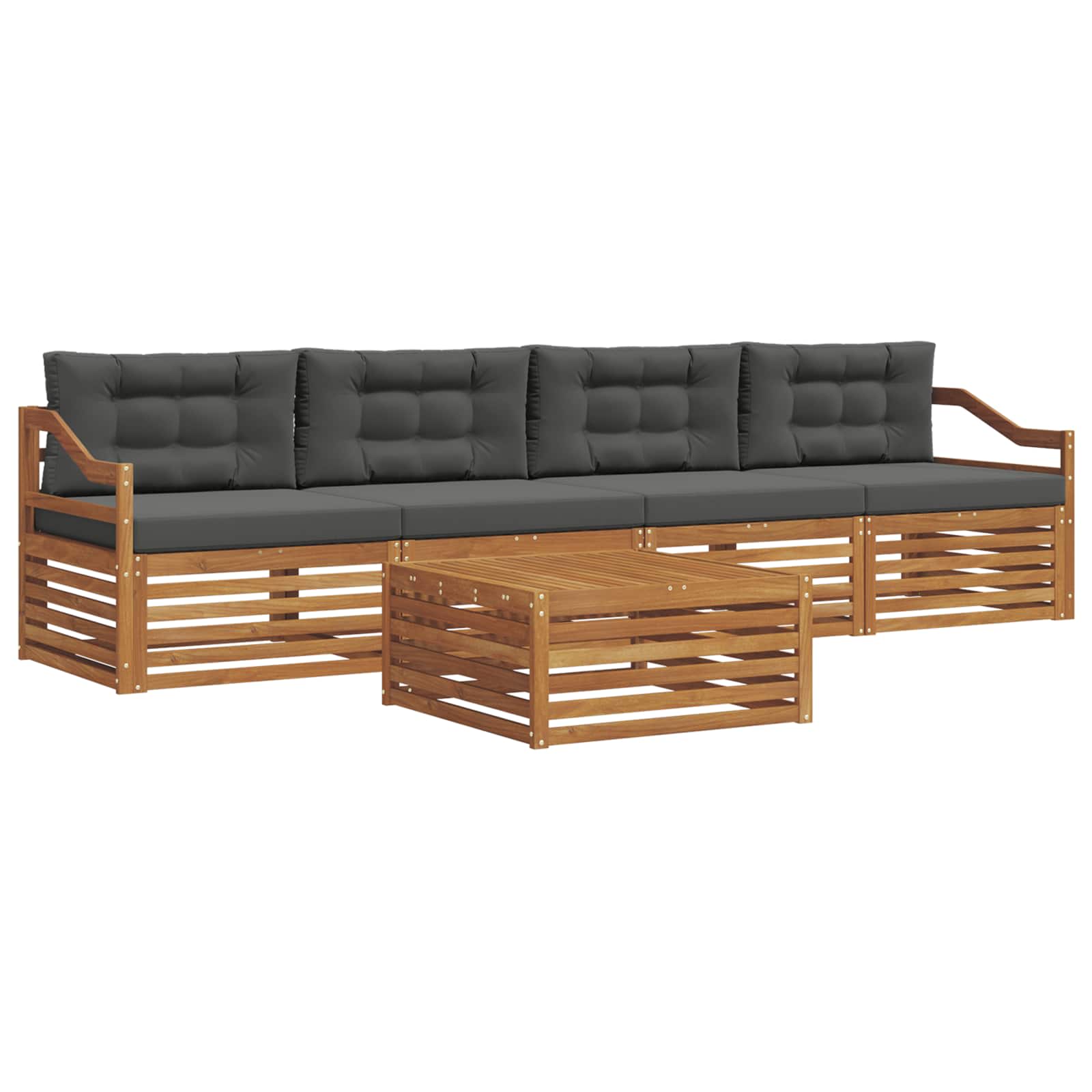 Outdoor Sofa Set with Cushion 5 pcs Natural and Anthracite