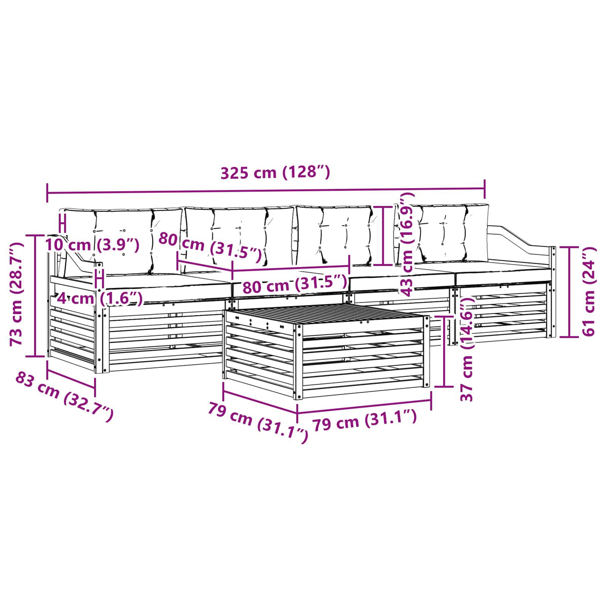 Outdoor Sofa Set with Cushion 5 pcs Natural and Anthracite