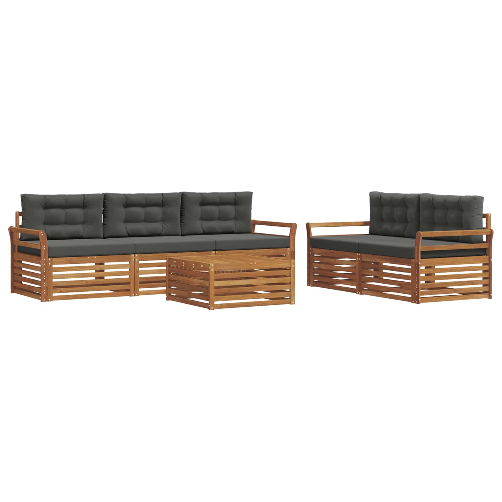 Outdoor Sofa Set with Cushion 6 pcs Natural and Anthracite
