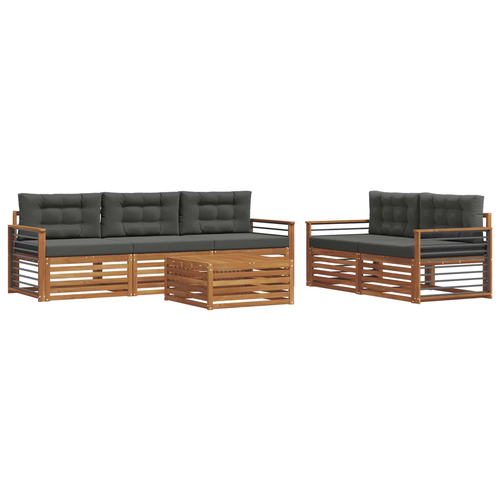 Outdoor Sofa Set with Cushion 6 pcs Natural and Anthracite