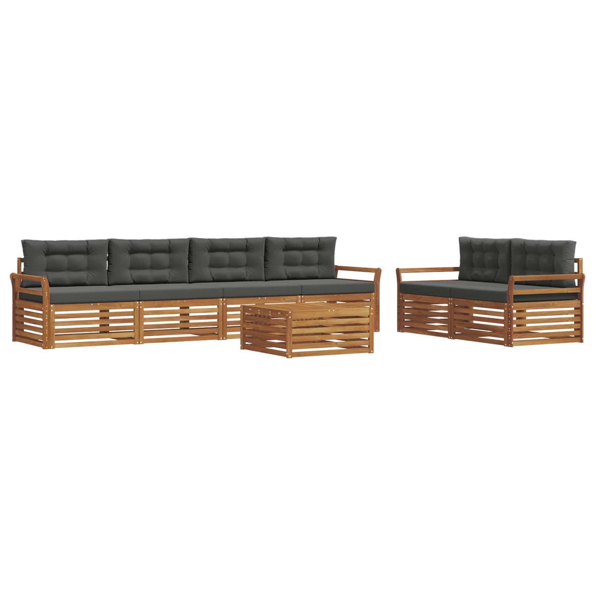 Outdoor Sofa Set with Cushion 7 pcs Natural and Anthracite