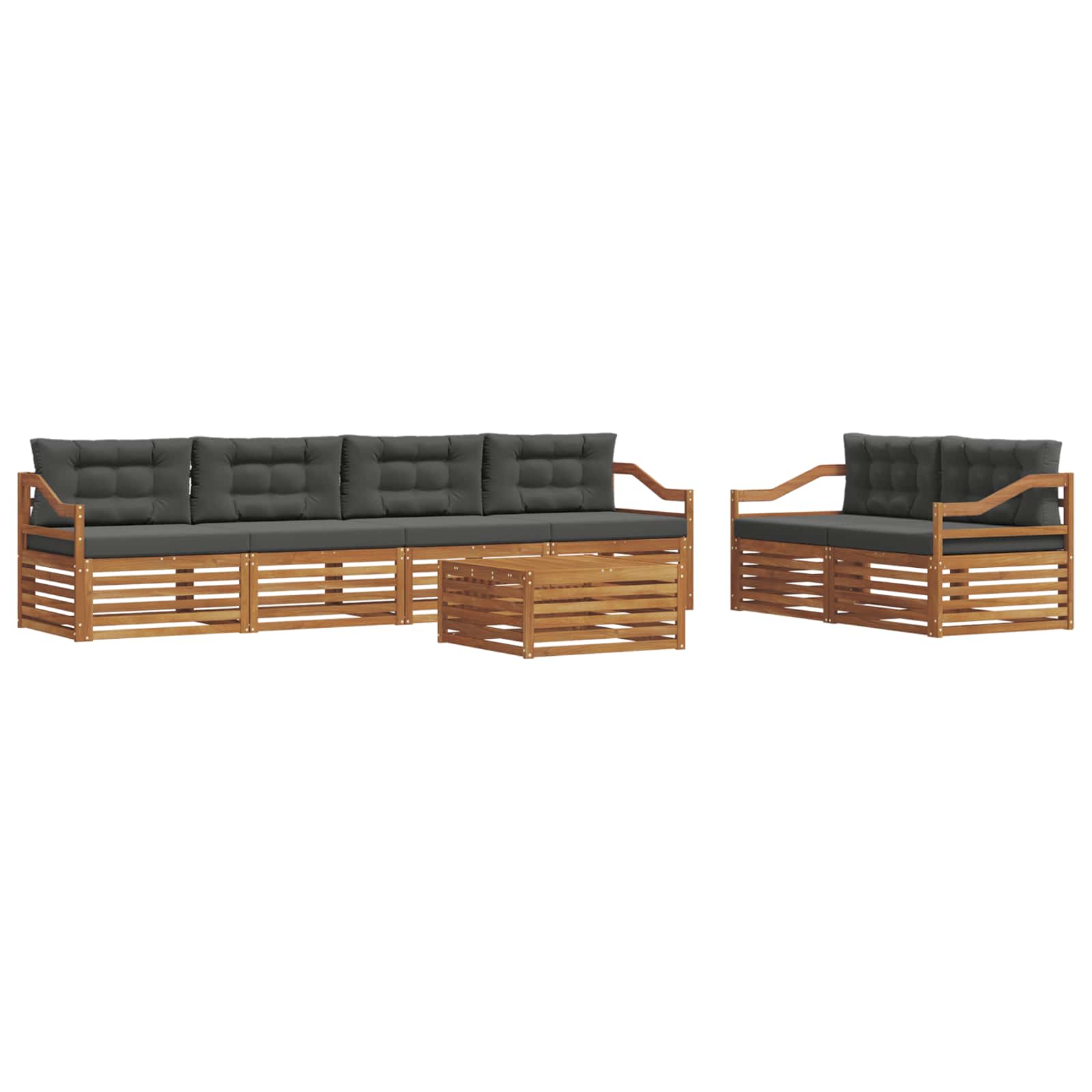 Outdoor Sofa Set with Cushion 7 pcs Natural and Anthracite