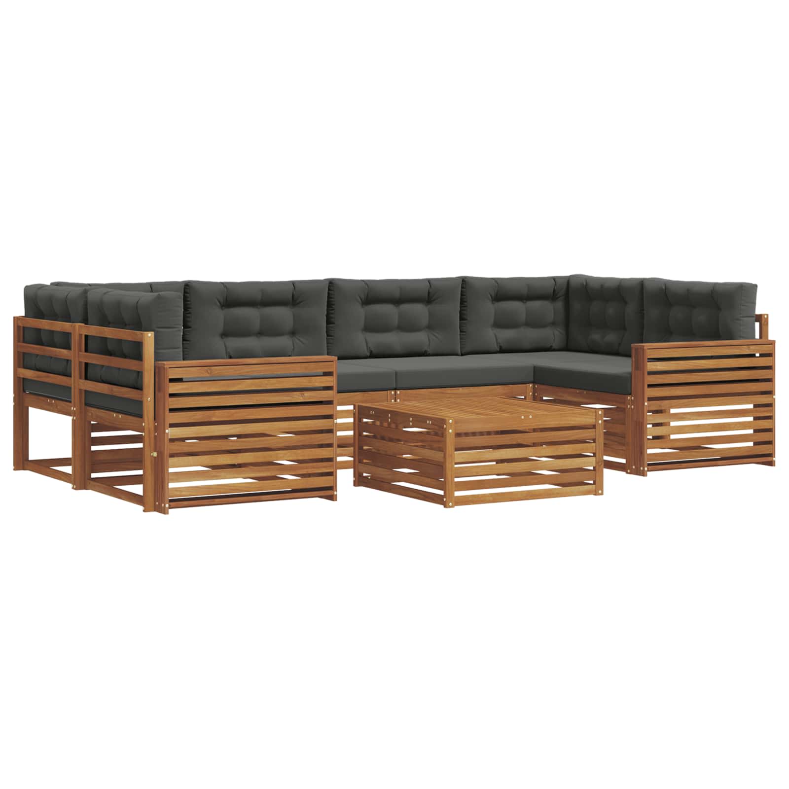 Outdoor Sofa Set with Cushion 7 pcs Natural and Anthracite