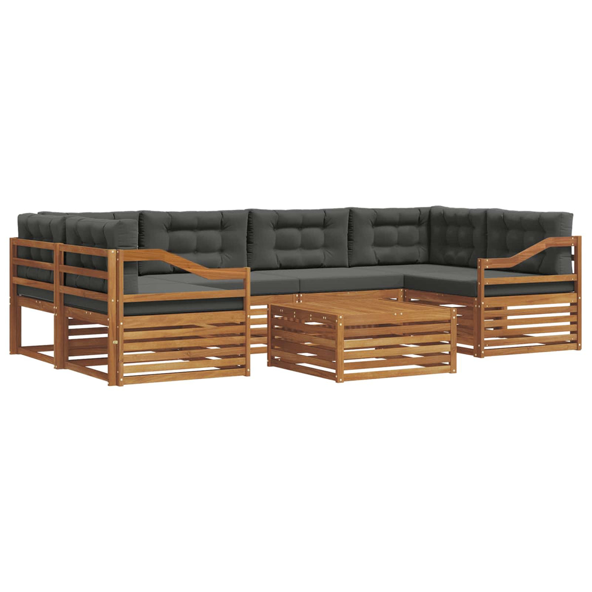Outdoor Sofa Set with Cushion 7 pcs Natural and Anthracite