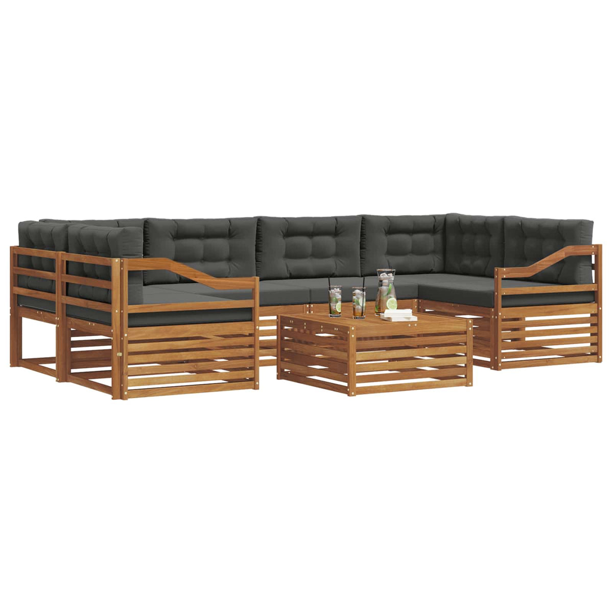 Outdoor Sofa Set with Cushion 7 pcs Natural and Anthracite