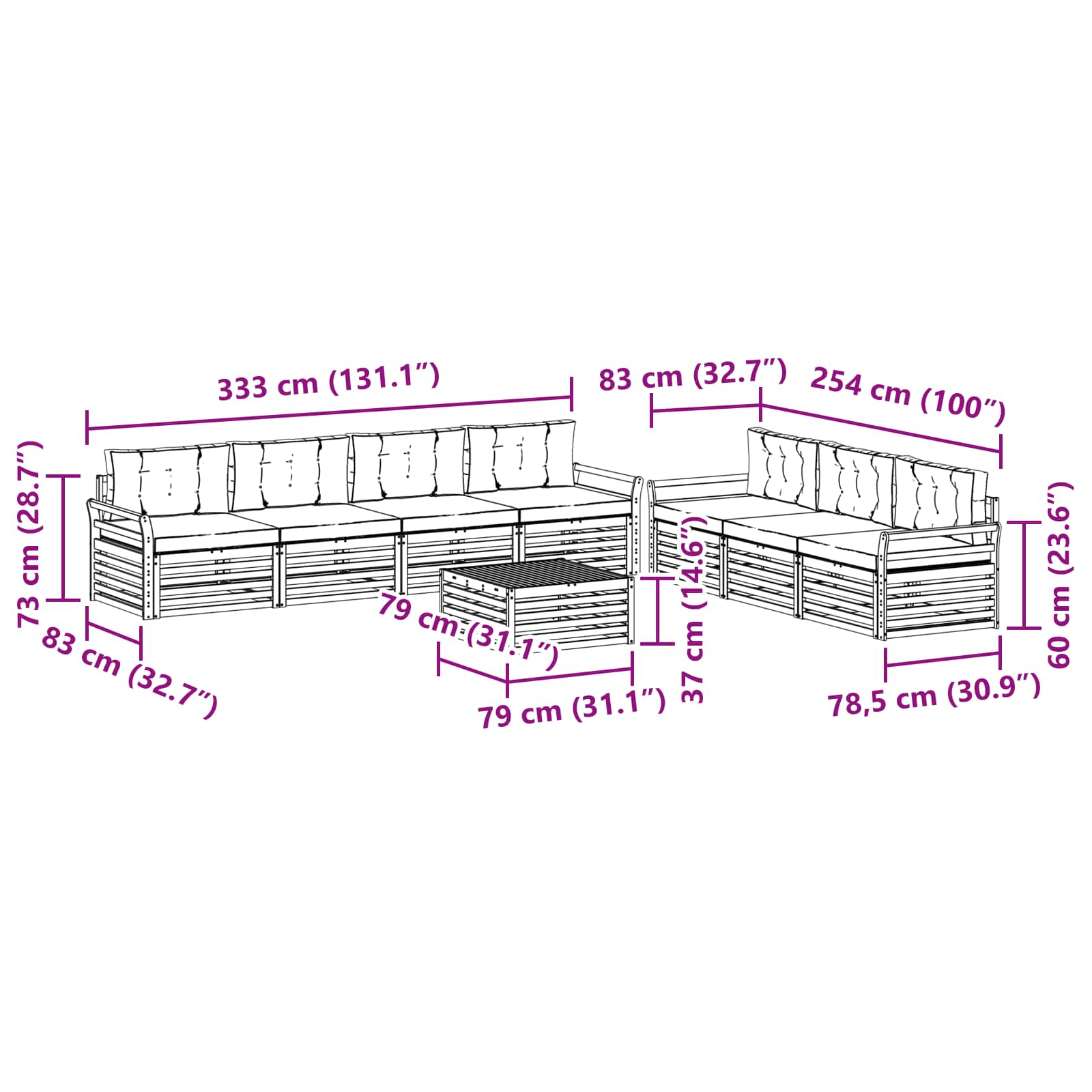 Outdoor Sofa Set with Cushion 8 pcs Natural and Anthracite