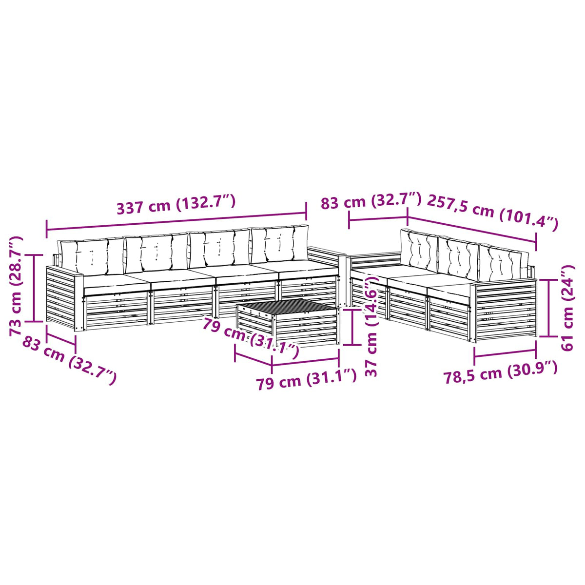 Outdoor Sofa Set with Cushion 8 pcs Natural and Anthracite