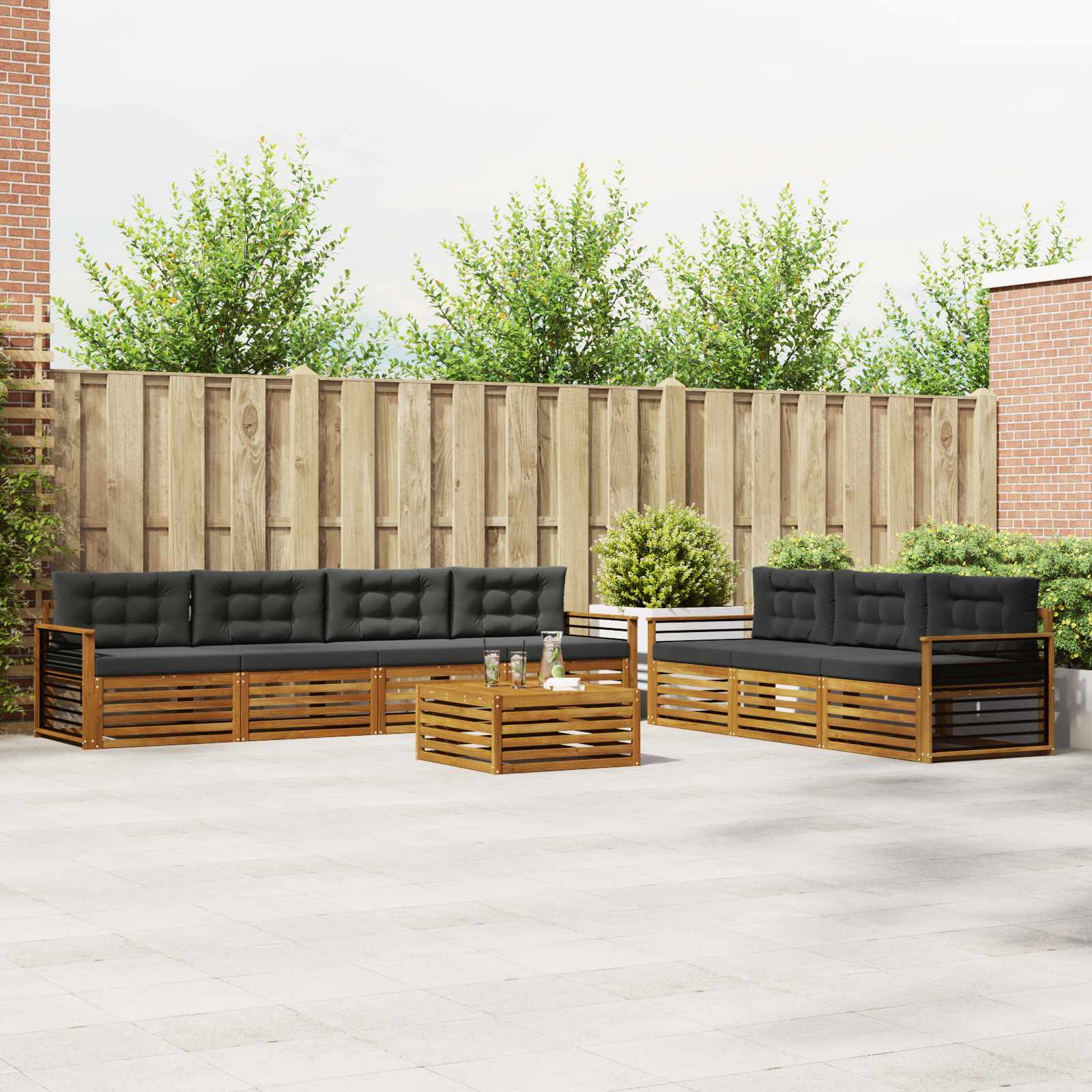 Outdoor Sofa Set with Cushion 8 pcs Natural and Anthracite