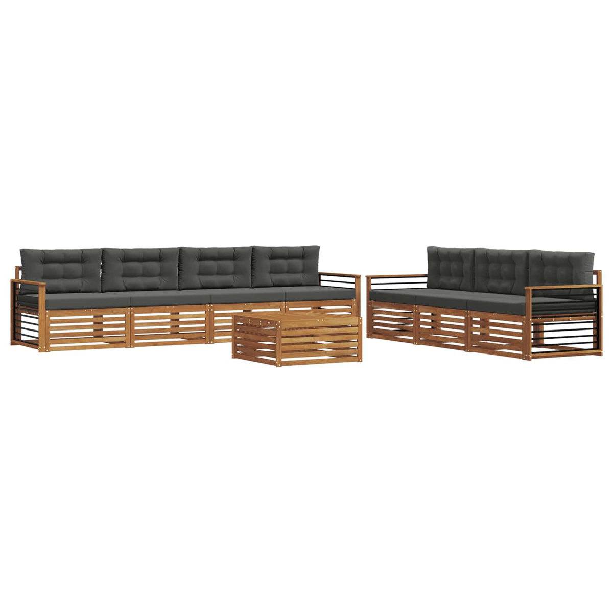 Outdoor Sofa Set with Cushion 8 pcs Natural and Anthracite