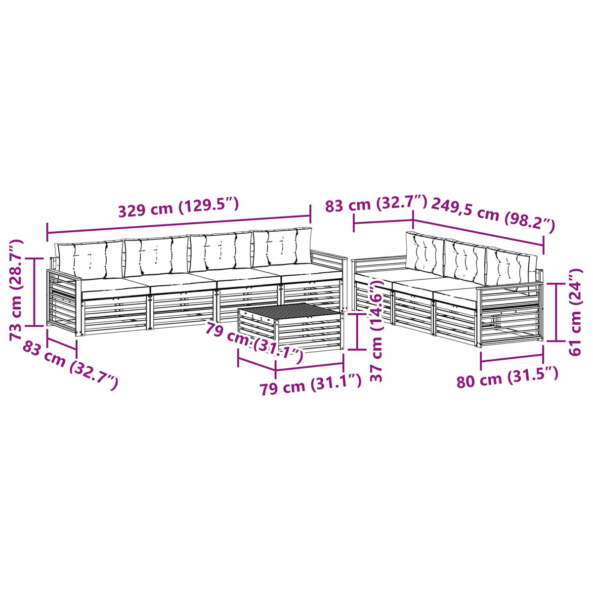 Outdoor Sofa Set with Cushion 8 pcs Natural and Anthracite