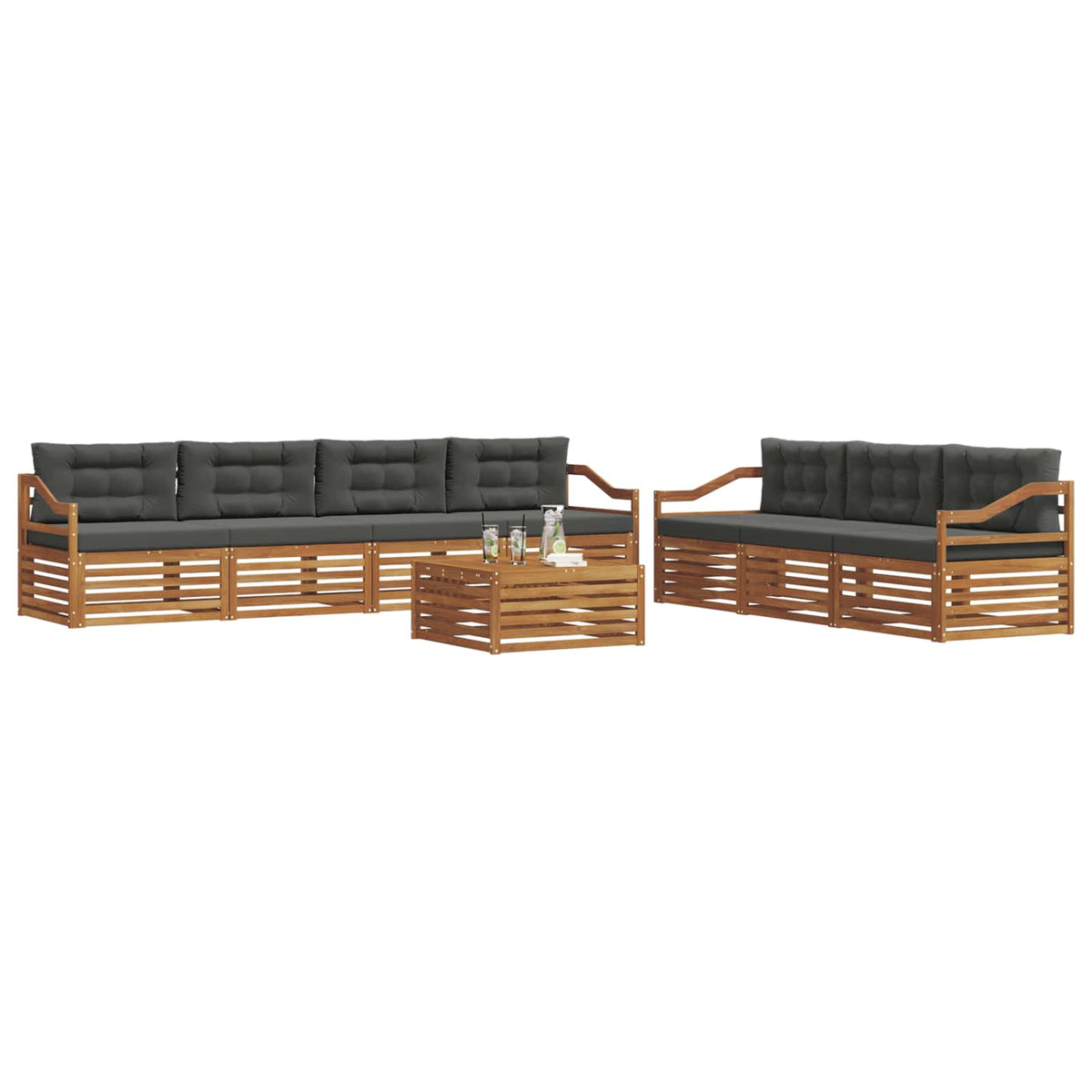 Outdoor Sofa Set with Cushion 8 pcs Natural and Anthracite