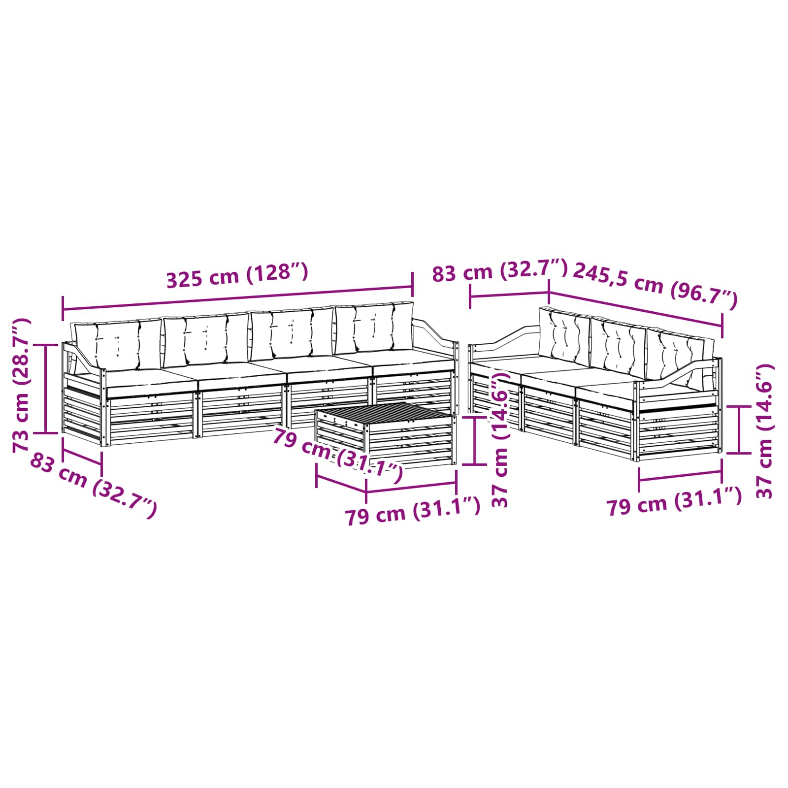 Outdoor Sofa Set with Cushion 8 pcs Natural and Anthracite