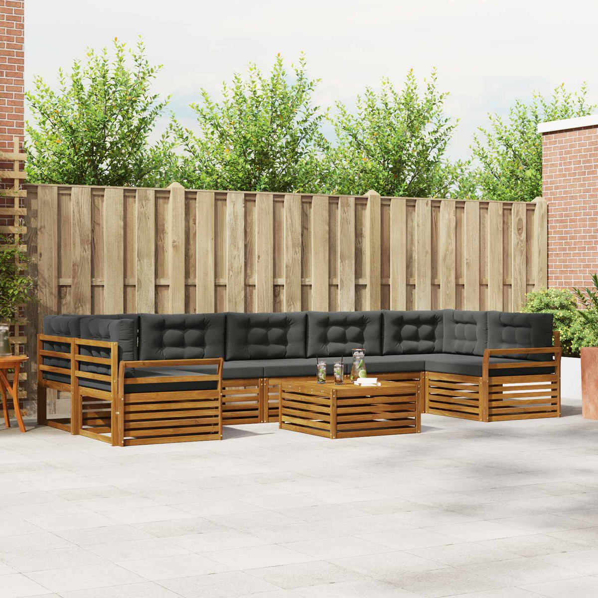 Outdoor Sofa Set with Cushion 8 pcs Natural and Anthracite
