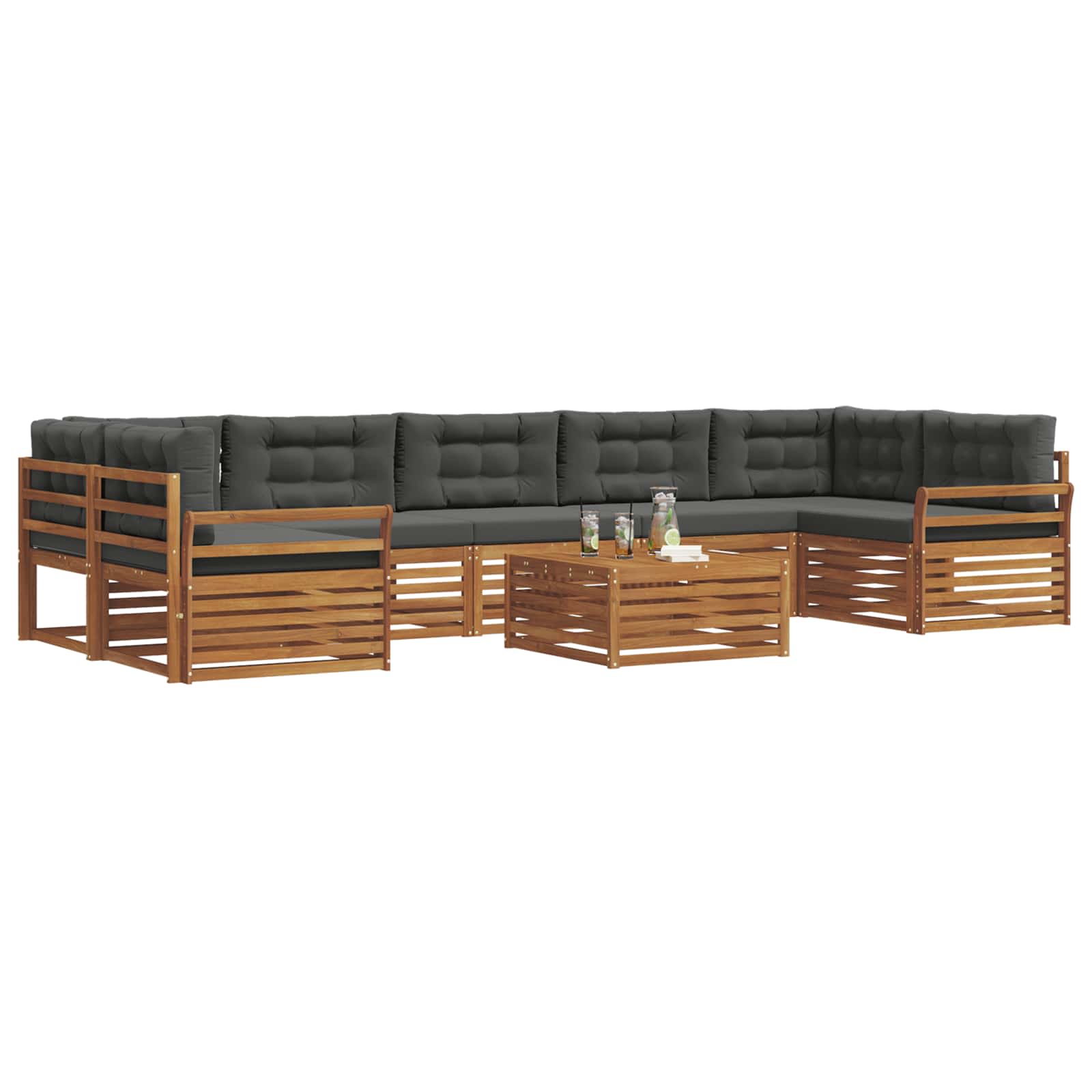 Outdoor Sofa Set with Cushion 8 pcs Natural and Anthracite