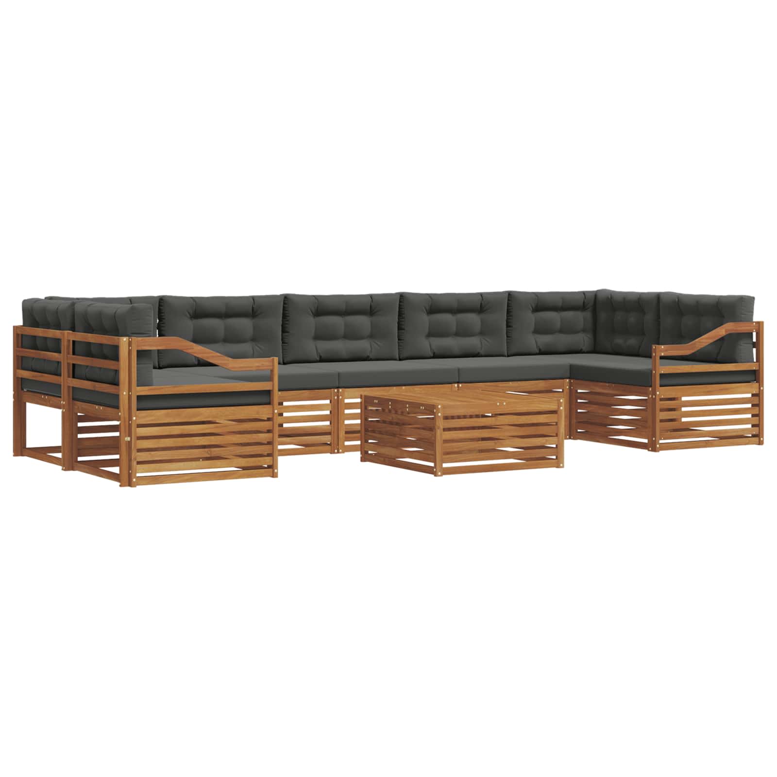 Outdoor Sofa Set with Cushion 8 pcs Natural and Anthracite