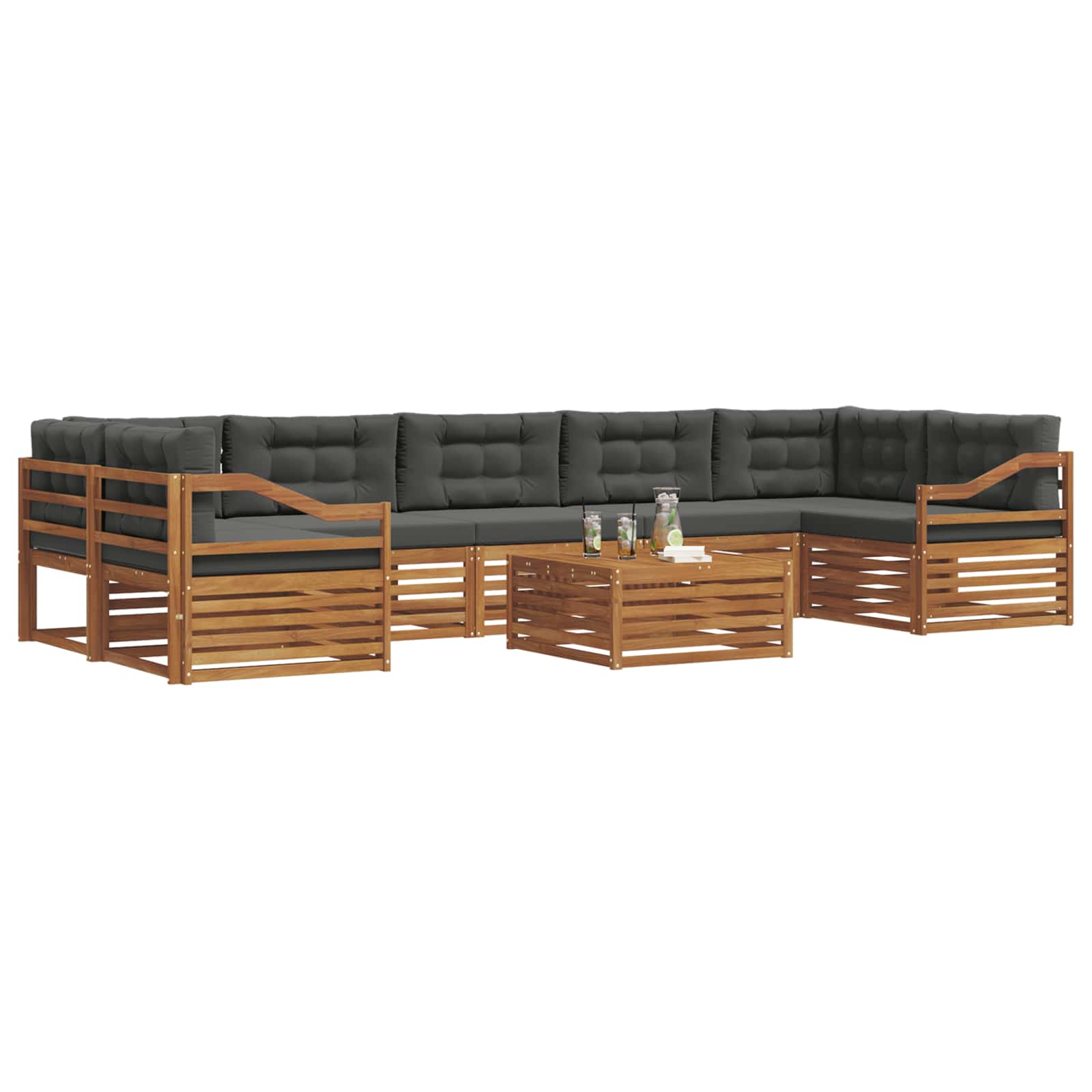 Outdoor Sofa Set with Cushion 8 pcs Natural and Anthracite