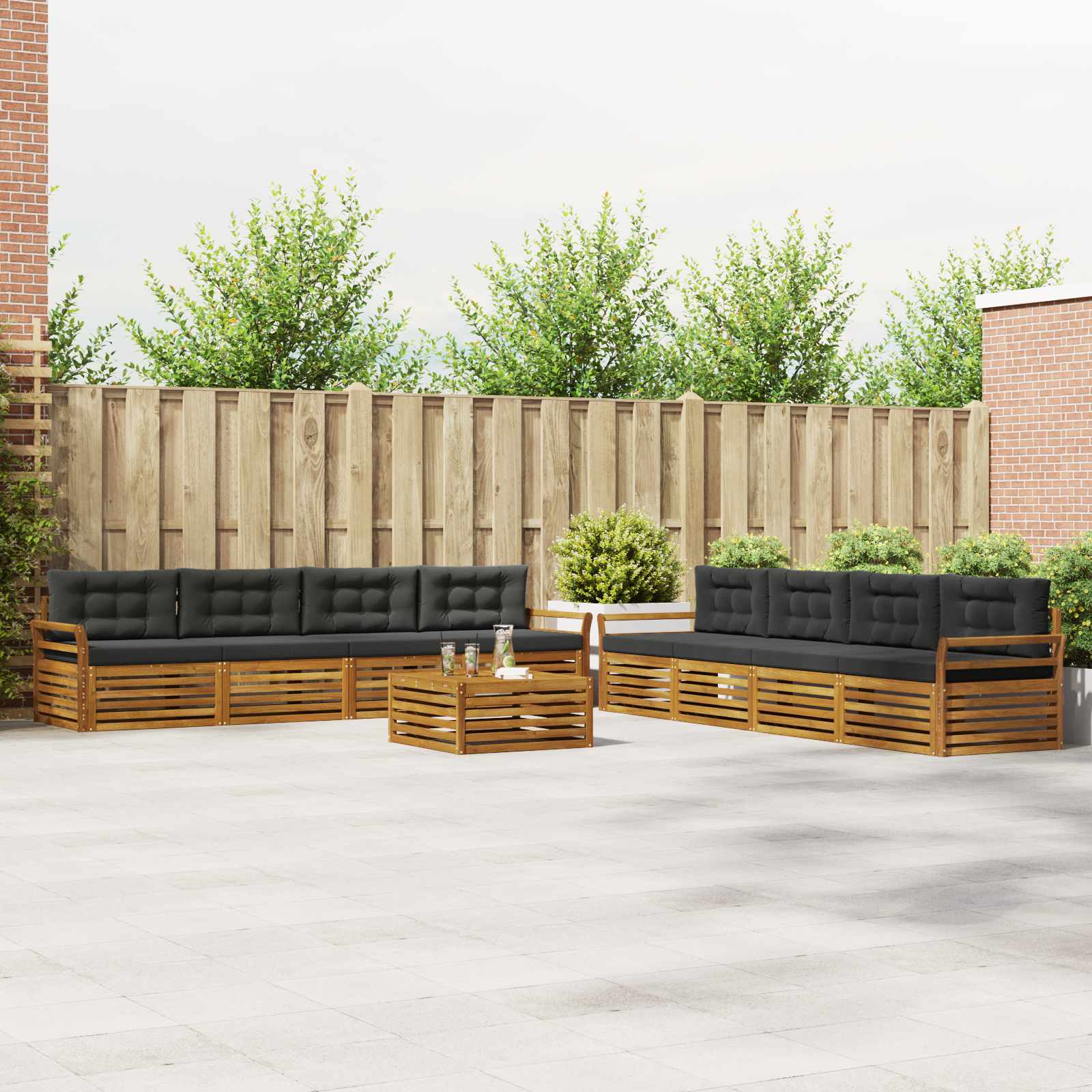 Outdoor Sofa Set with Cushion 9 pcs Natural and Anthracite