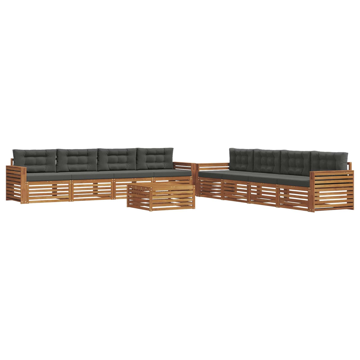 Outdoor Sofa Set with Cushion 9 pcs Natural and Anthracite