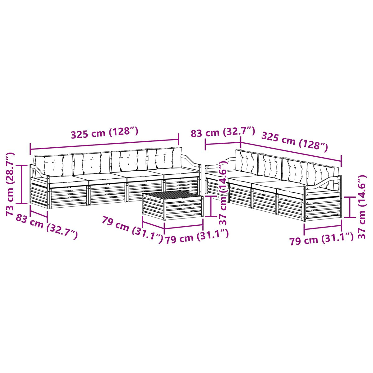 Outdoor Sofa Set with Cushion 9 pcs Natural and Anthracite