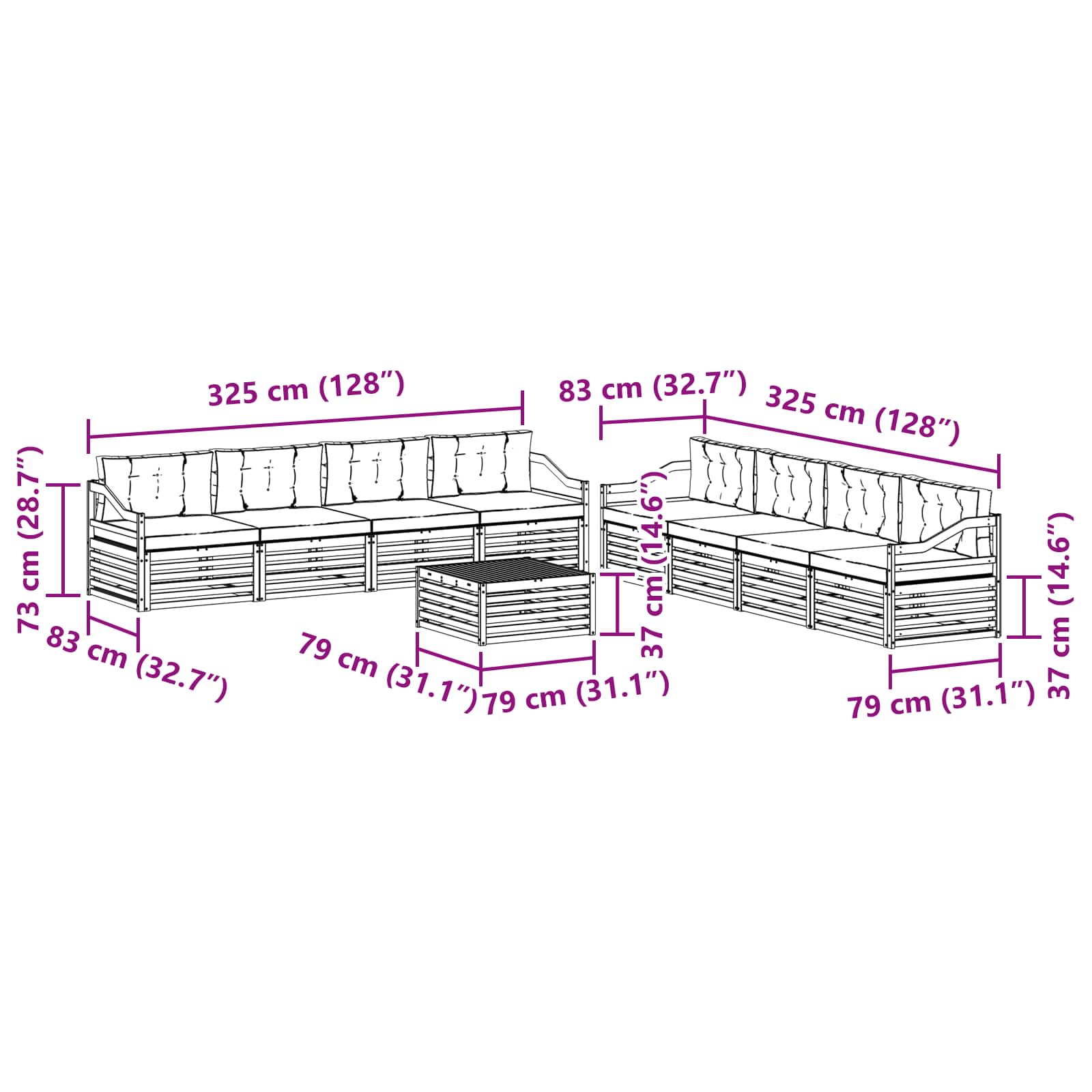 Outdoor Sofa Set with Cushion 9 pcs Natural and Anthracite